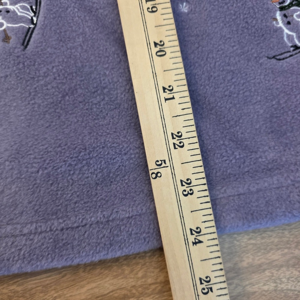 Vintage Christopher & Banks Fleece Cardigan Sweater Purple Snowman Ski Large - Picture 12 of 13